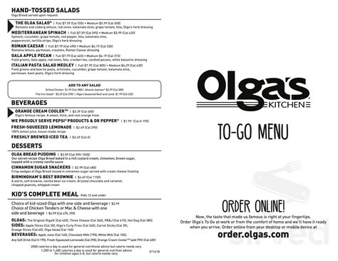 olga's kitchen|olga's kitchen menu.